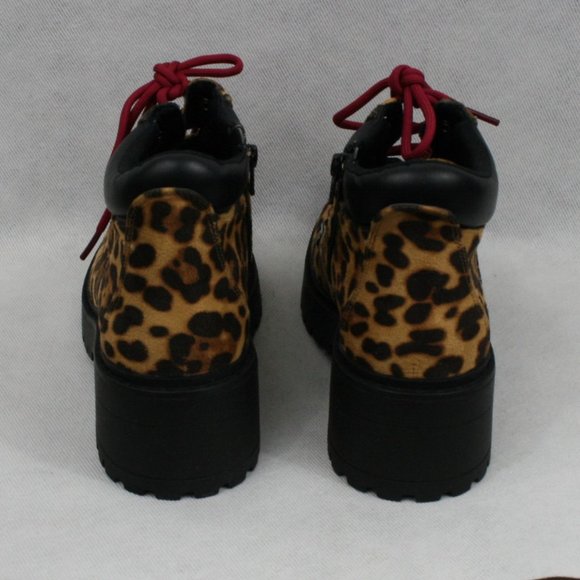 Skechers Brown & Black Leopard Print Ankle Boots w/ Side Zipper SZ 7 NWOT - Picture 3 of 9